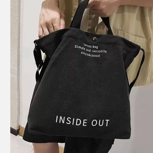 Black Canvas Tote Bag - Picture 8 of 10